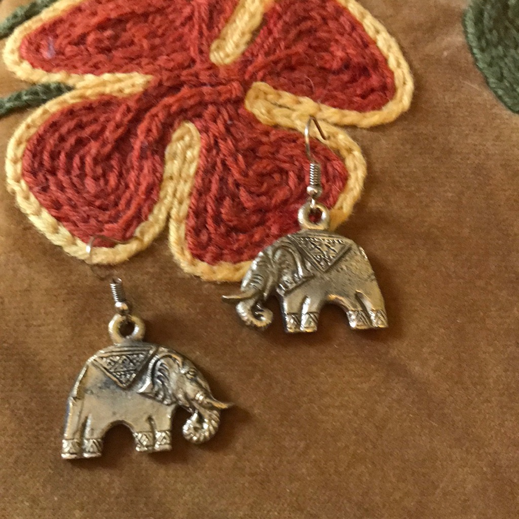 Vintage Brass Elephant Earrings